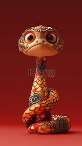 小红书创意背景图片_国风红色喜庆春节新年红金3D蛇年背景