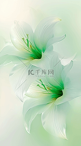 小清新绿色透明质感百合花纹理图片