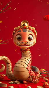 小红书app图标背景图片_喜庆春节新年红金3D蛇年背景