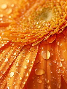 手绘花卉请帖摄影照片_橙色非洲菊上的水滴