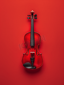 红色背景上小提琴