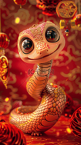 小红书创意背景图片_红金3D蛇年国风红色喜庆传统新年背景