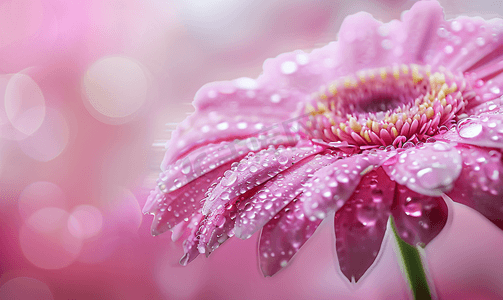粉色非洲菊上的水滴