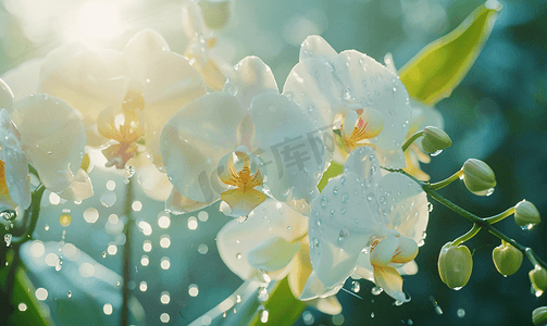 美丽的兰花花在雨季绽放蝴蝶兰