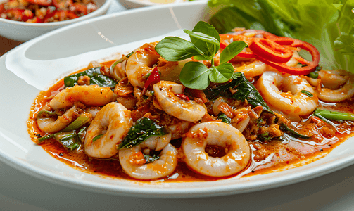 泰国人最喜欢的食物：白盘咖喱炒鱿鱼