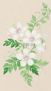 国风中式刺绣粉白色花朵背景