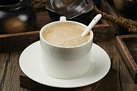木糖醇摄影照片_美式卡布奇诺咖啡