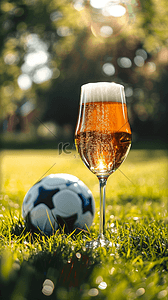 体育球类背景图片_啤酒和足球体育足球赛事背景