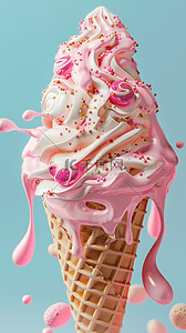 夏日冷饮蓝粉色奶油冰淇淋图片