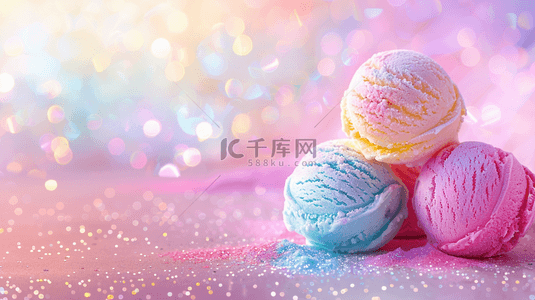 多彩冰淇淋球特写彩色冰淇淋球背景素材