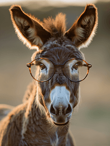 戴眼镜的人摄影照片_戴眼镜的驴子