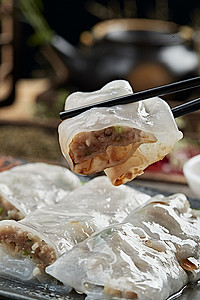 兰花炒虾仁摄影照片_港式茶餐传统广式肠粉