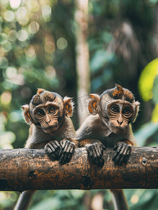 栅栏上的两只猴子