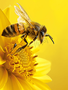 蜜蜂从花中飞向你