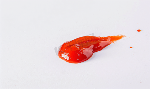 现货背景摄影照片_白色背景上涂有番茄酱的红色污渍