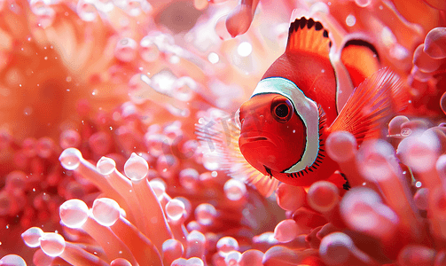 红海葵中的小丑红鱼