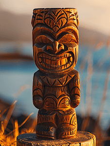 夏威夷蒂基木雕像