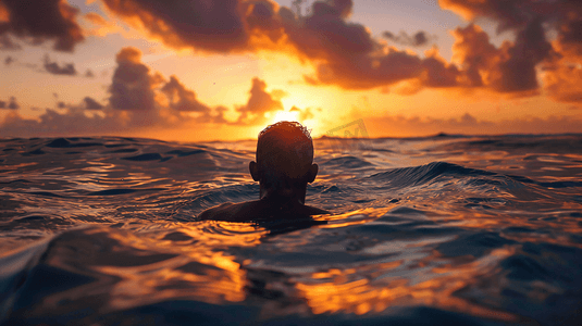 海边游泳的男性摄影9