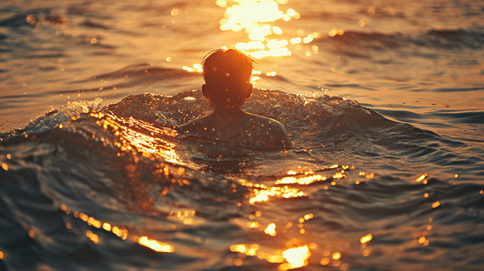 海边游泳的男性摄影29