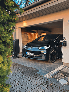 电动汽车电动汽车充电在住宅车库为电动汽车充电