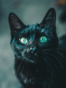 美丽的黑猫绿眼睛
