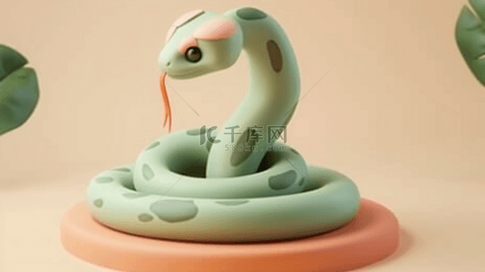 小青背景图片_新年蛇年青绿色3D卡通萌蛇绿色小蛇设计图