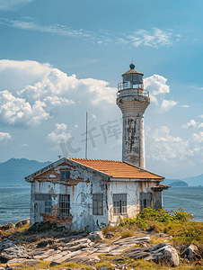 废弃建筑摄影照片_岛上废弃的灯塔