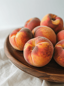 木板上的新鲜桃子和白色背景桃子被广泛食用