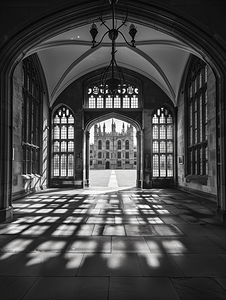 圣约翰学院剑桥新法院全景黑白
