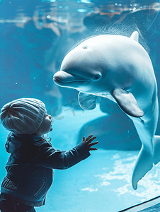 白鲸海豚摄影照片_白鲸白海豚遇见孩子