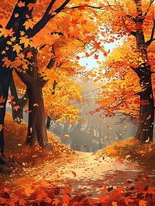 秋季森林景观插画设计