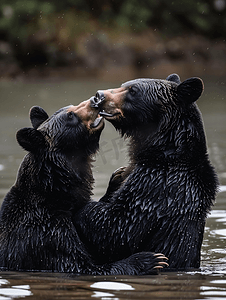 两只黑灰熊