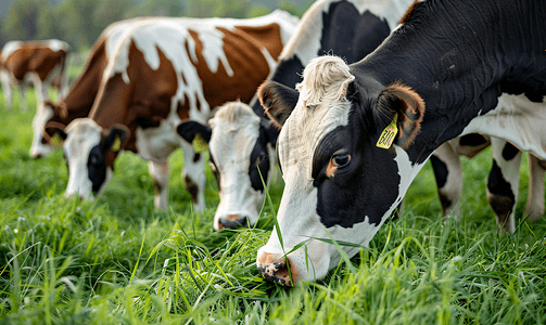 大海草山摄影照片_堪萨斯州田野里吃草的奶牛
