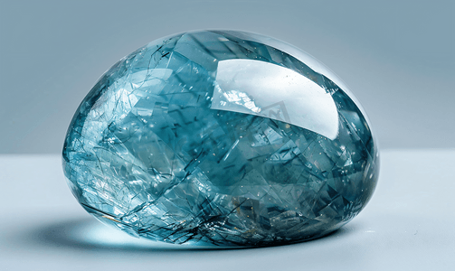 凸圆形宝石产自海蓝宝石蓝绿柱石矿物宝石