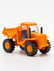 白色背景上的橙色玩具装载机迷你装载机玩具工业车