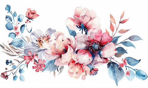 插画模板摄影照片_纹身设计水彩花卉插画设计