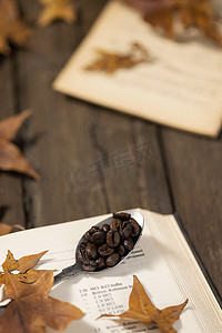 日系文艺素材摄影照片_咖啡豆素材秋季秋天图片