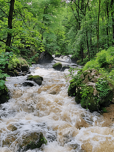 布拉瓦摄影照片_捷克共和国杜布拉瓦河瀑布野河乔特博尔附近的杜布拉瓦山谷