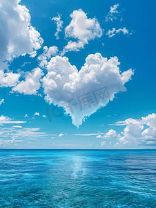 风壁纸摄影照片_梦幻般的露天海洋景观与心形云彩