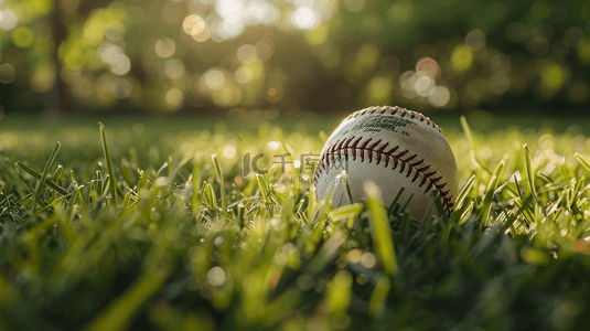 棒球运动棒球比赛草地上的棒球背景