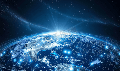 美国宇航局提供的全球互联网连接概念世界