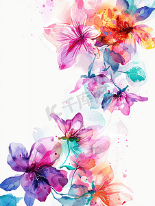 水彩花卉对比色彩丰富的插画设计