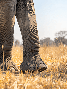 自然界中非洲象的躯干和腿