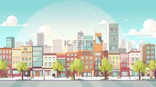 通州城市剪影背景图片_卡通城市建筑合成创意素材背景
