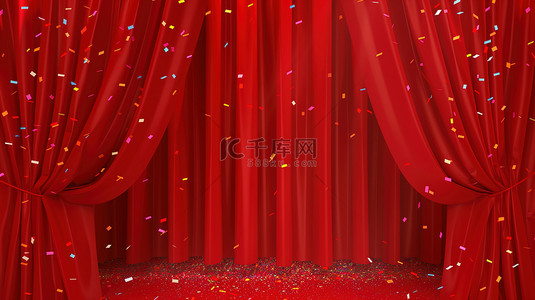 红色质感幕布舞台背景