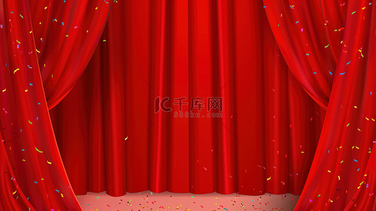 舞台干冰舞背景图片_红色幕布舞台大气背景
