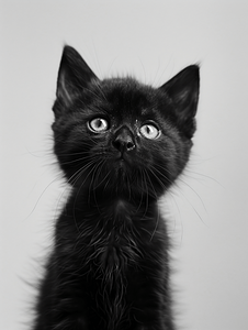 黑猫看着相机动物肖像黑色小猫
