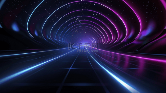 彩蓝色质感空间商务灯光隧道的背景