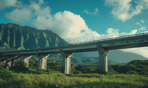 夏威夷瓦胡岛山区公路桥