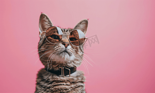 宠物答疑摄影照片_戴着墨镜的漂亮猫